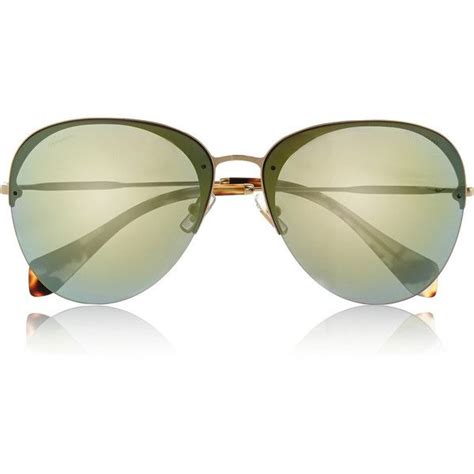 miu miu aviator-style gold-tone mirrored sunglasses|Miu Miu Aviator Sunglasses .